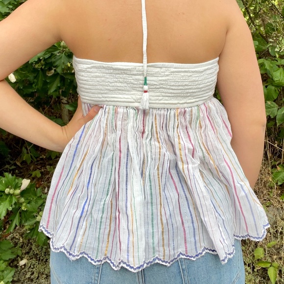 Anthro Tie Neck Itzel Halter Blouse w/ Stitching Details Small - Picture 4 of 5